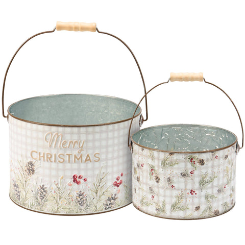 Merry Christmas Greens Bucket Set - Primitives by Kathy