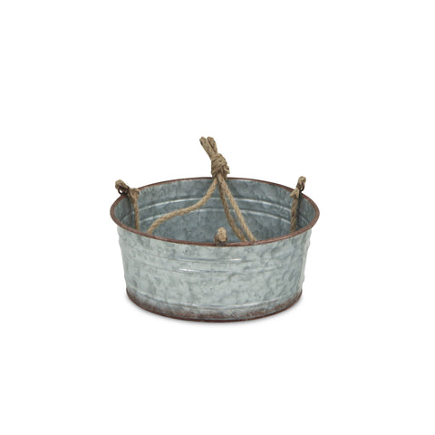 Inara Round Galvanized Hanging Metal Planter: Large - Cheungs Home Decor