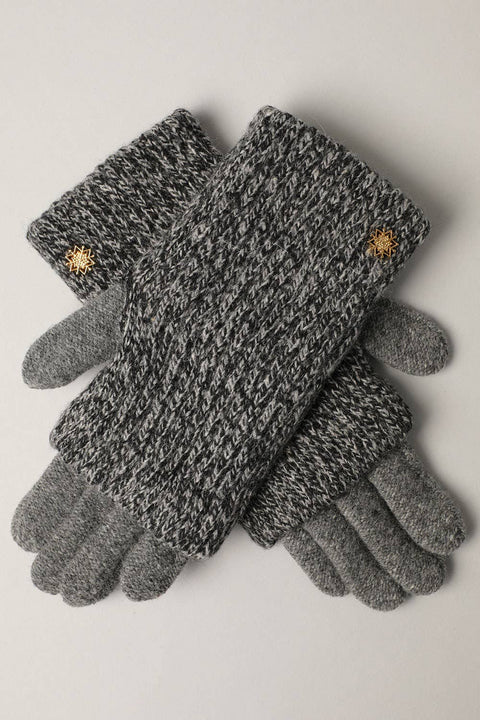 Grey Winter Wool Blend Double Layer Knitted Gloves: One Size - Fashion City