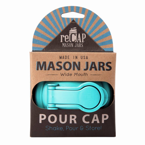 Mason Jars Lid POUR Carry Loop - Black / Wide Mouth - reCAP Mason Jars