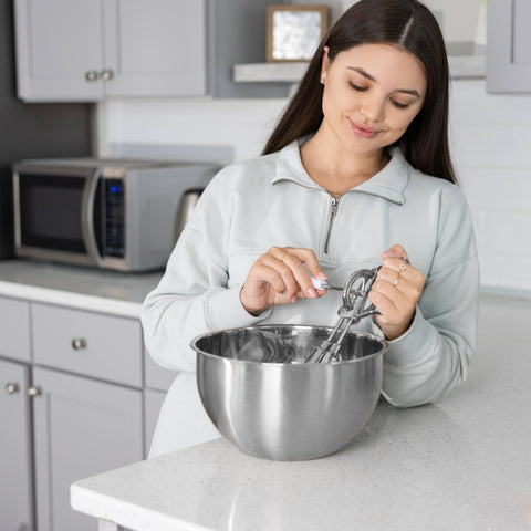 Stainless Steel Manual Hand Mixer, White, 10" x 5" - Fox Run Brands