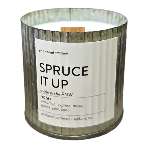 Spruce It up Rustic Vintage Farmhouse Wood Wick Candle - Christmas: 10oz - Anchored Northwest