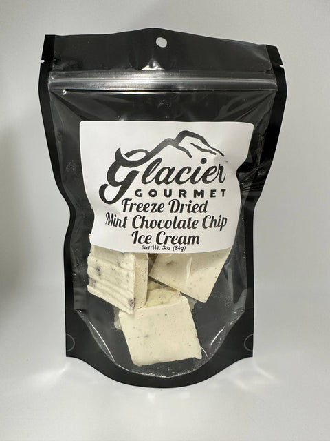 Freeze Dried Mint Chocolate Chip Ice Cream, 3 oz Bag - Glacier Gourmet