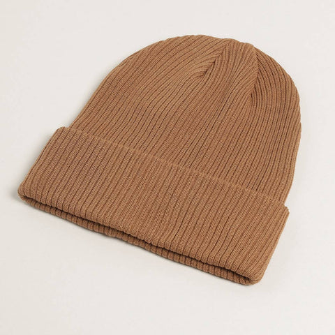 Dark Brown Unisex Cotton Knitted Beanies: One Size - Fashion City