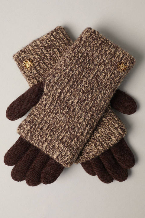 Grey Winter Wool Blend Double Layer Knitted Gloves: One Size - Fashion City