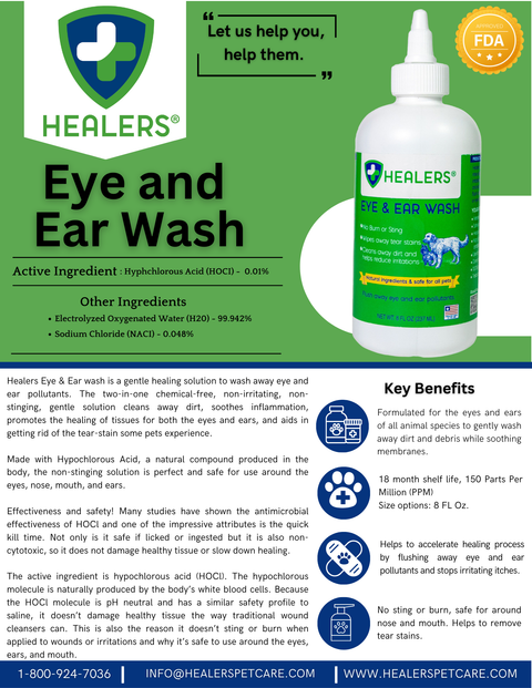 Eye and Ear Wash: 4 oz - For Pets - Healers PetCare