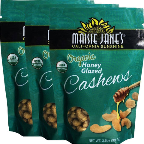 Honey Glazed Cashews Made with Organic Cashews, 3.5oz - Maisie Jane’s