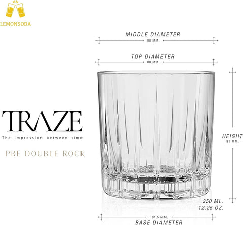 Premium Double Rocks Whiskey Glasses, 12oz (1 piece): Arch - Lemonsoda