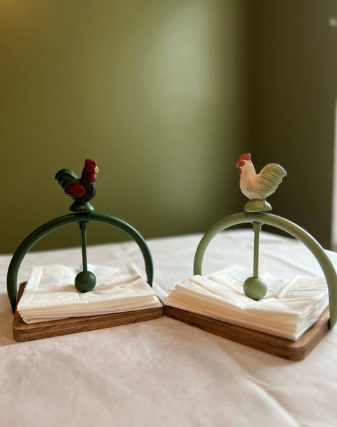 Iron Rooster Napkin Holder: Light Green - Vagabond Vintage