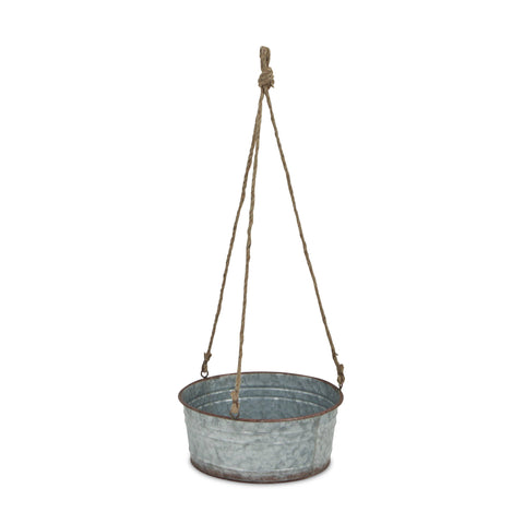 Inara Round Galvanized Hanging Metal Planter: Large - Cheungs Home Decor