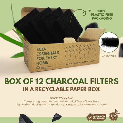 3.5" 12 Pack, Activated Charcoal Compost Bin Filters - AIRNEX