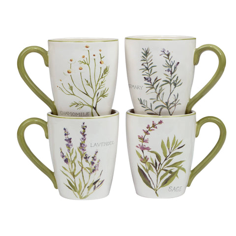 Fresh Herbs Mug 14 oz - Set of 4 Assorted - Certified International