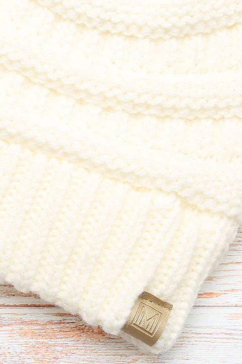 Off White Kids Winter Beanie Hat with Double Pom Pom - Kids - One Size - Fashion City