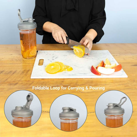 Mason Jars Lid POUR Carry Loop - Black / Wide Mouth - reCAP Mason Jars