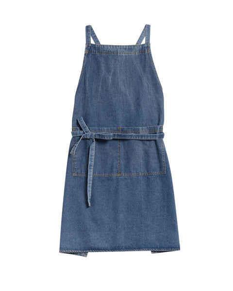 Washed Denim Apron: Dark Blue - Fodory