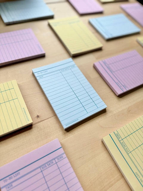 Library Card Notepad - Blue - Marigold Press