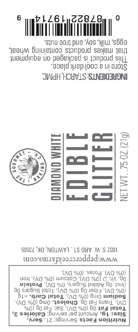 Diamond White Edible Glitter Sprinkles, 0.75 oz - Pepper Creek Farms
