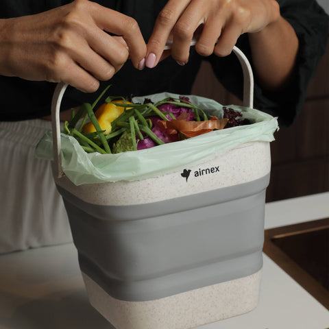 100 Compostable Trash Bags 1.6 Gal - Box of 100 Compost Bin Bags - AIRNEX