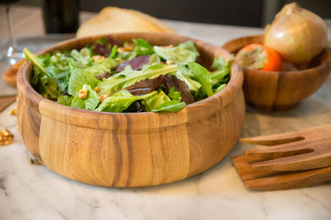 Ironwood Large Rim Salad and Fruits Bowl, Acacia, 12" - Fox Run Brands