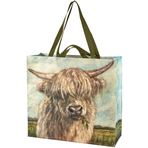 Highland Cows Shopping Tote, 19.5"x17.5"x7" - Primitives by Kathy