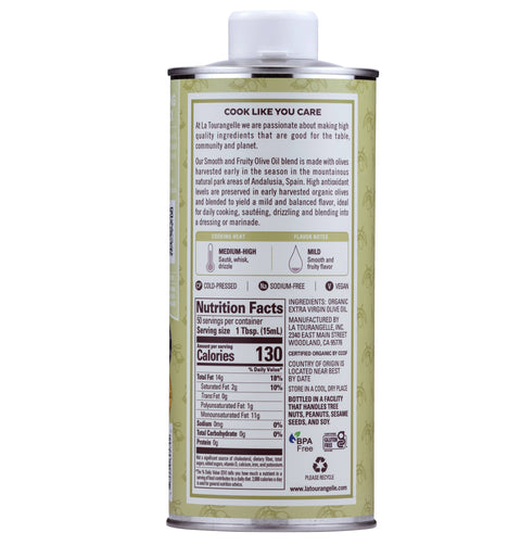 Organic Smooth & Fruity Extra Virgin Olive Oil, 25.4 Fl Oz - La Tourangelle