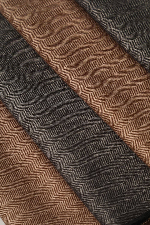 Herringbone Black Cashmere Feel Muffler Classic Scarf - One Size - Fashion City