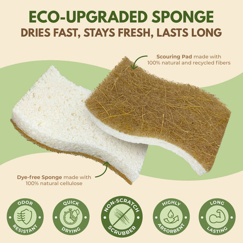 12 Pack Dish Sponges, Eco Friendly Sponges for Cleaning - AIRNEX