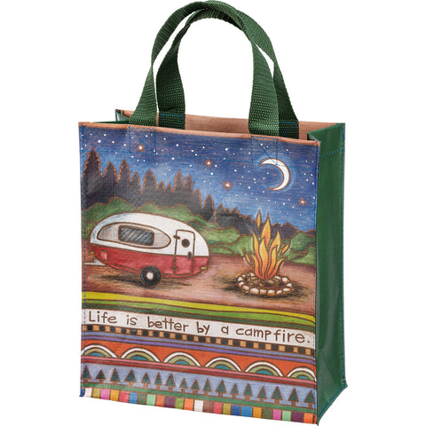 Life Is Better By A Campfire Daily Tote, 8.8"x10.3"x4.8" - Primitives by Kathy