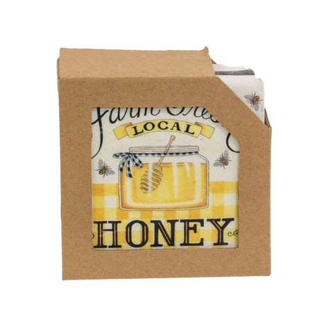 Farm Fresh Honey Resin Coasters, set of 4 - Col House Designs