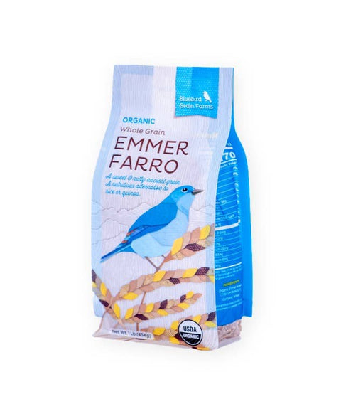 Emmer Farro Organic Whole Grain, 1lb - Bluebird Grain Farms