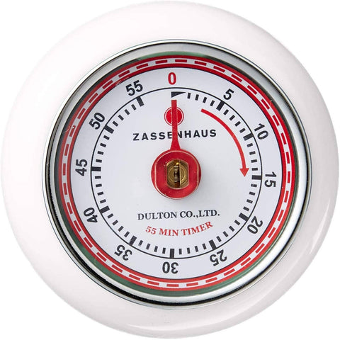 Retro Kitchen Timer, White, 2.75" x 1.25" - Frieling USA
