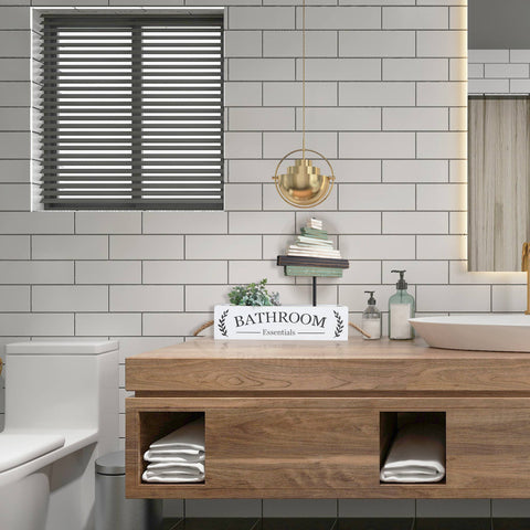 Bathroom Essentials Rustic Wood Storage Box, Farmhouse Style - Paris Loft Inc