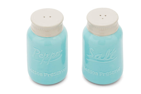 Ceramic Mason Jar Salt and Pepper Shakers, 3" x 4.5" - Fox Run Brands