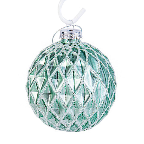 Green Relief Glass Christmas Tree Ornaments - Set of 2 - STP