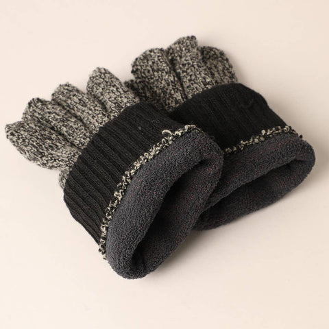 Black Charcoal Men's Premium Wool Blend Knitted Winter Gloves: One Size - Fashion City