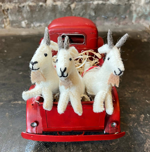 White Goat Felt Wool Christmas Ornament - Ornaments 4 Orphans