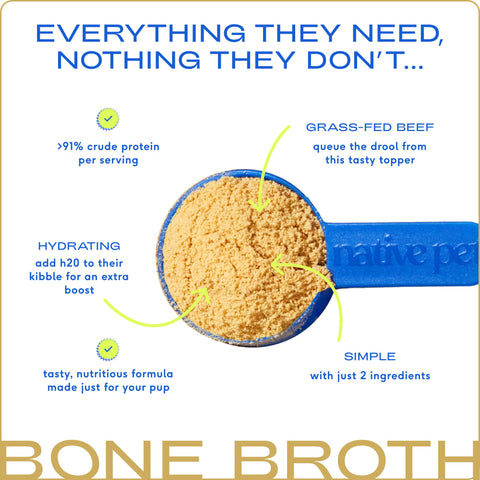 Beef Bone Broth Powder, Grain-Free Food Topper for Dogs: 4.75oz - Native Pet
