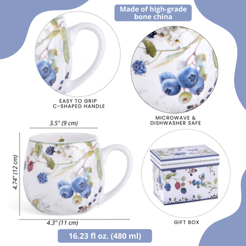 Wild Berries Big Belly Mug, 16.23 fl oz, in Gift Box