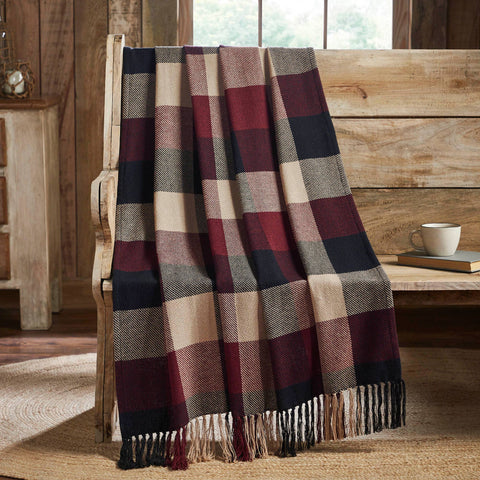Heritage Farms Primitive Check Woven Throw, 50x60 in - VHC Brands