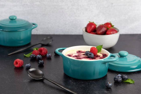 Mini Casserole Dishes & Lids - Set of 4: Stone Ombre, Ceramic, 12 oz - Kook