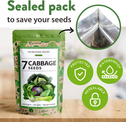 7 Varieties Cabbage Seeds - Non-GMO, Heirloom - Homegrown Garden