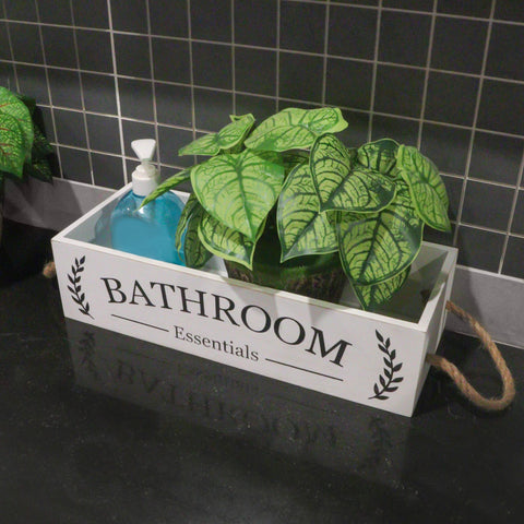 Bathroom Essentials Rustic Wood Storage Box, Farmhouse Style - Paris Loft Inc