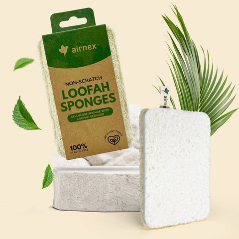 1 Pack Loofah Sponge, Kitchen Sponge with Zero Plastic - AIRNEX