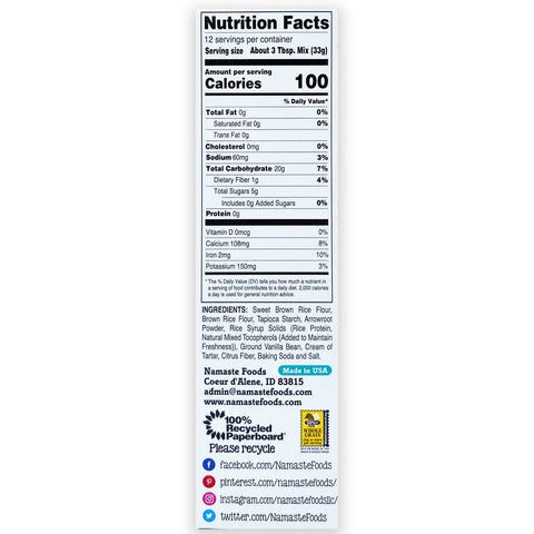 Muffin Mix, 14 oz, Gluten Free No Sugar Added - Namaste Foods