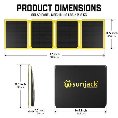 60 Watt Portable Solar Panel Charger - SunJack