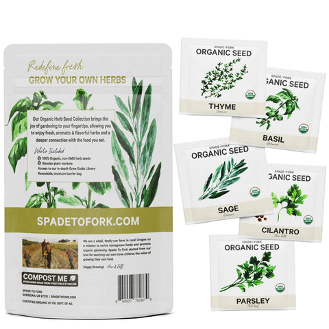 Organic 5 Herb Seed Collection - Non-GMO - Spade To Fork