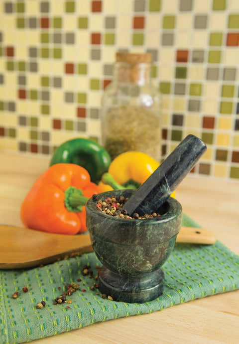 Marble Mortar and Pestle, Green, 3.5"x 3.5" - Fox Run Brands