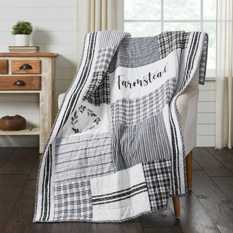 Sawyer Mill Black Stenciled Patchwork Throw, 50x60 in - VHC Brands
