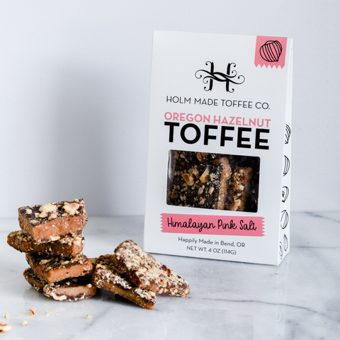Himalayan Pink Salt - Oregon Hazelnut Toffee, 4 oz - Holm Made Toffee Co.