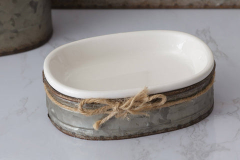 Soap Dish with Galvanized Caddy - Audrey's